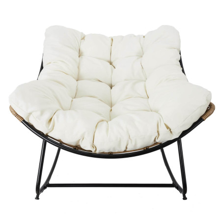 Fauteuil à Bascule Blanc avec Assise Capitonnée - MERIO