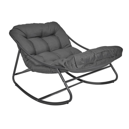 Fauteuil à Bascule Métal Textilène Gris avec Coussin Gris - SABIRA