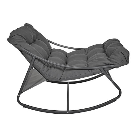Fauteuil à Bascule Métal Textilène Gris avec Coussin Gris - SABIRA