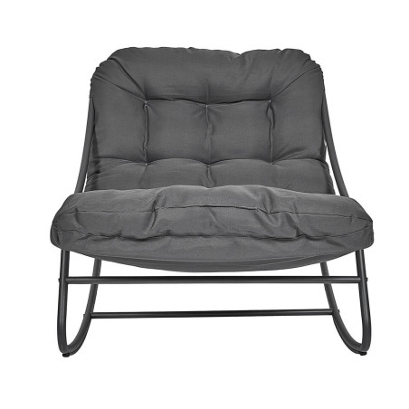 Fauteuil à Bascule Métal Textilène Gris avec Coussin Gris - SABIRA