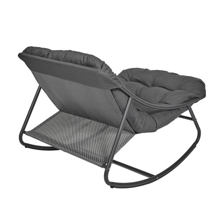 Fauteuil à Bascule Métal Textilène Gris avec Coussin Gris - SABIRA