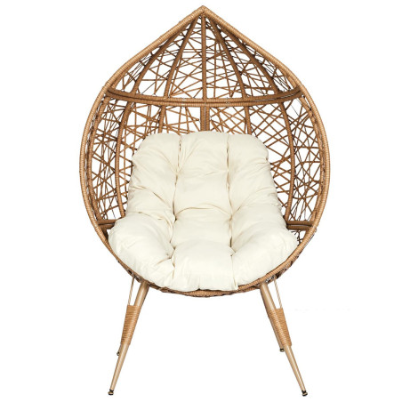 Fauteuil Cocon Effet Rotin Assise Capitonnée - MERIO