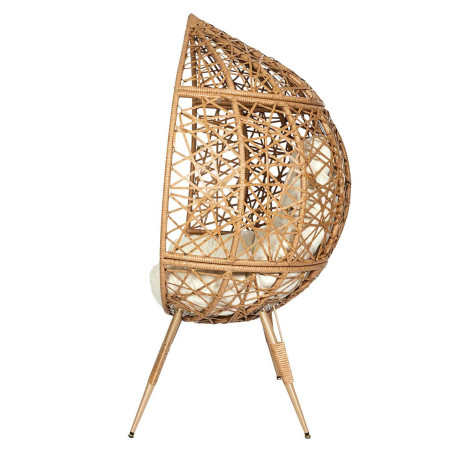 Fauteuil Cocon Effet Rotin Assise Capitonnée - MERIO