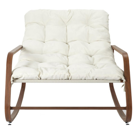 Fauteuil à Bascule Effet Bois avec Coussin Capitonné - VIDEN