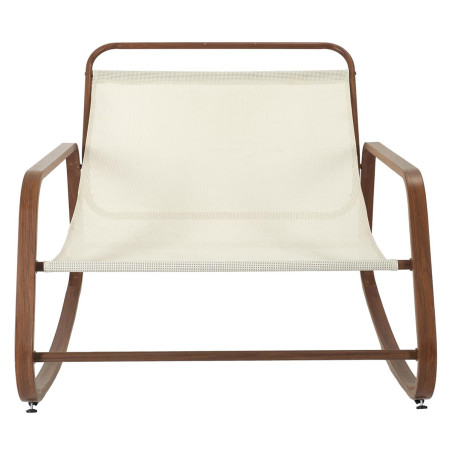 Fauteuil à Bascule Effet Bois avec Coussin Capitonné - VIDEN