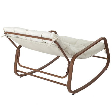 Fauteuil à Bascule Effet Bois avec Coussin Capitonné - VIDEN