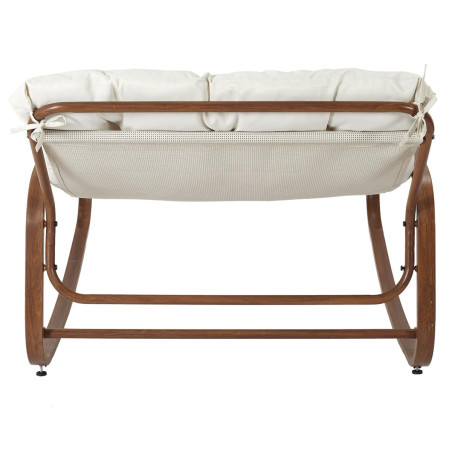 Fauteuil à Bascule Effet Bois avec Coussin Capitonné - VIDEN