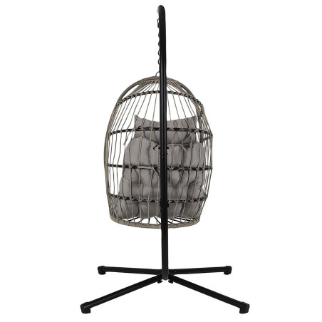 Fauteuil Suspendu Gris en Métal et Plastique Imitation Rotin - ALVEOLE