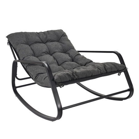 Fauteuil à Bascule Anthracite avec Coussin Capitonné - VIDEN