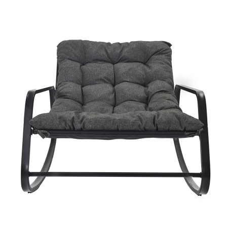 Fauteuil à Bascule Anthracite avec Coussin Capitonné - VIDEN