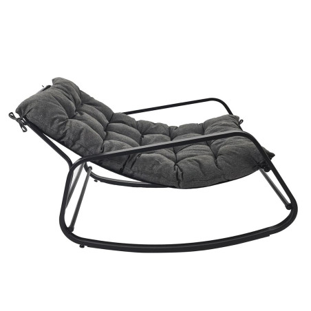 Fauteuil à Bascule Anthracite avec Coussin Capitonné - VIDEN