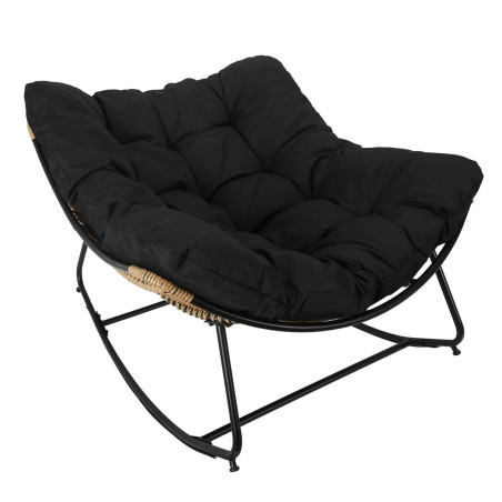 Fauteuil à Bascule Noir avec Assise Capitonnée - MERIO