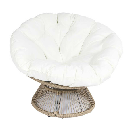 Fauteuil lounge pivotant blanc capitonné - RIVIOR