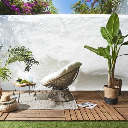 Fauteuil lounge pivotant blanc capitonné - RIVIOR