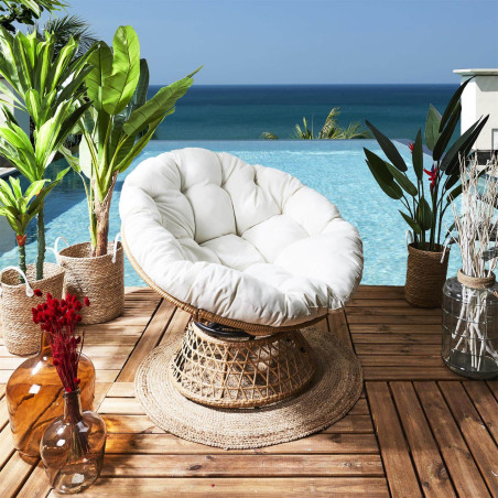 Fauteuil pivotant blanc capitonné - MERIO