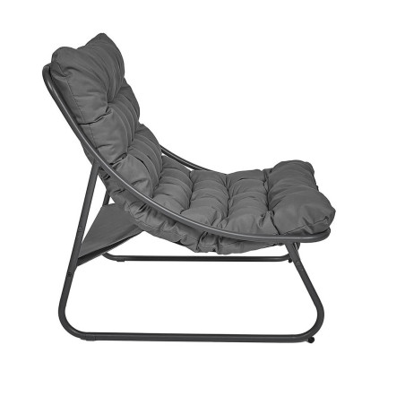 Fauteuil de jardin en métal et textilène gris avec coussin - DOLIRA