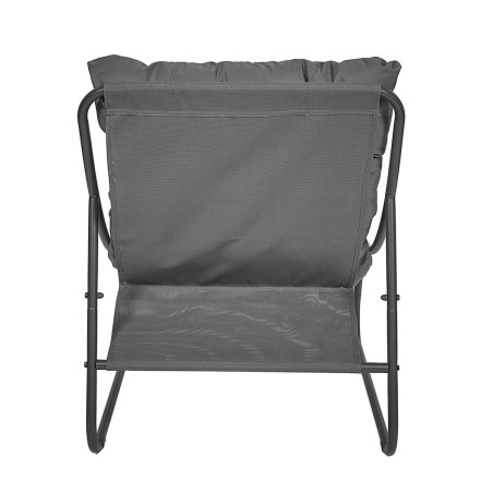 Fauteuil de jardin en métal et textilène gris avec coussin - DOLIRA