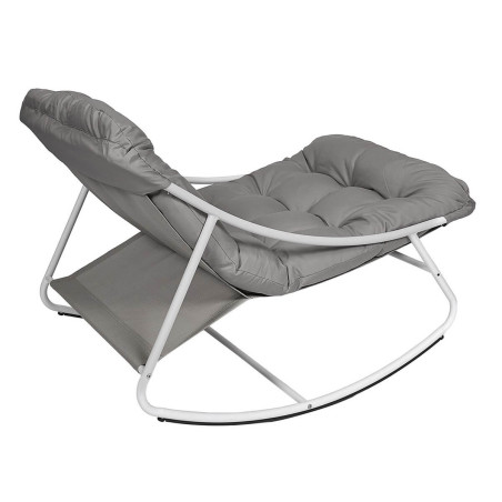 Fauteuil à Bascule Métal Blanc et Textilène Taupe - SABIRA
