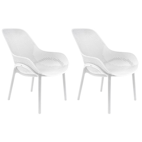Lot de 2 fauteuils coque plastique blanche - MONIA