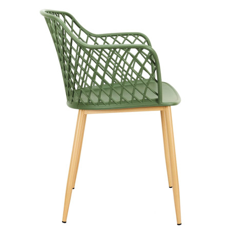 Lot de 4 fauteuils verts pieds effet bois verni - TARENI