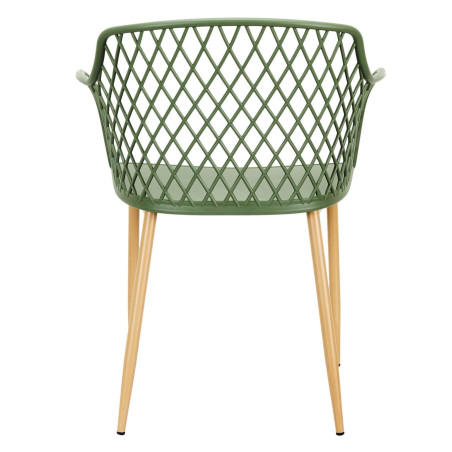 Lot de 4 fauteuils verts pieds effet bois verni - TARENI