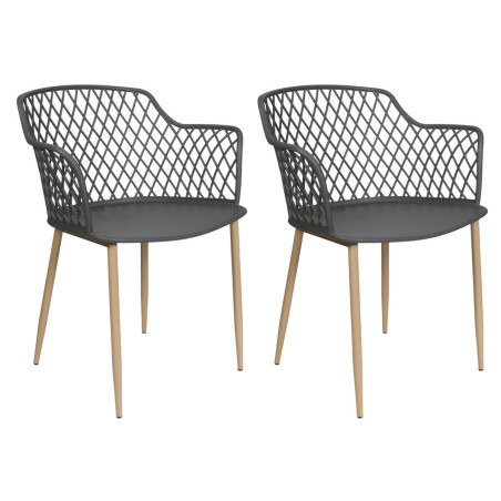 Lot de 2 fauteuils gris avec pieds métalliques - TARENI