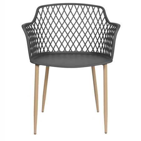 Lot de 2 fauteuils gris avec pieds métalliques - TARENI