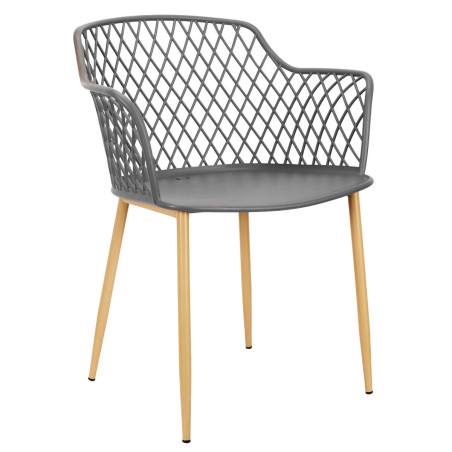 Lot de 4 fauteuils gris, pieds effet bois verni - TARENI