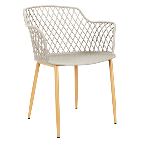 Lot de 4 fauteuils taupe pieds effet bois verni - TARENI