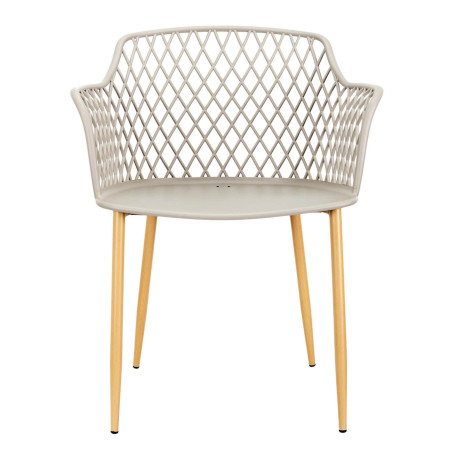 Lot de 4 fauteuils taupe pieds effet bois verni - TARENI