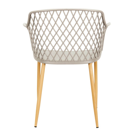 Lot de 4 fauteuils taupe pieds effet bois verni - TARENI