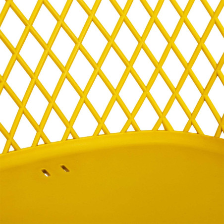 Lot de 4 fauteuils jaunes pieds effet bois verni - TARENI