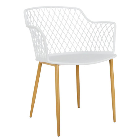 Lot de 4 fauteuils blancs pieds effet bois verni - TARENI