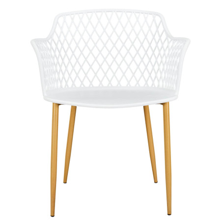 Lot de 4 fauteuils blancs pieds effet bois verni - TARENI