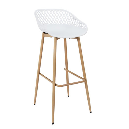 Lot de 2 tabourets blancs pieds effet bois verni - TARENI