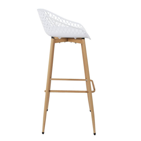 Lot de 2 tabourets blancs pieds effet bois verni - TARENI