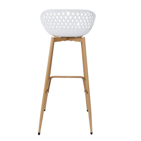 Lot de 2 tabourets blancs pieds effet bois verni - TARENI