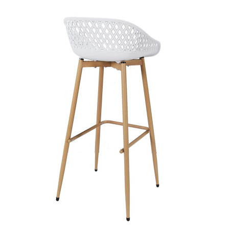 Lot de 2 tabourets blancs pieds effet bois verni - TARENI