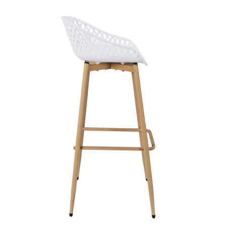 Lot de 2 tabourets blancs pieds effet bois verni - TARENI