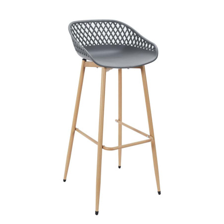 Lot de 2 tabourets gris pieds effet bois verni - TARENI