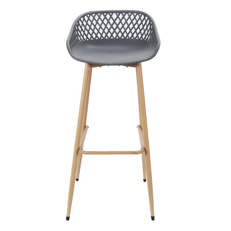 Lot de 2 tabourets gris pieds effet bois verni - TARENI