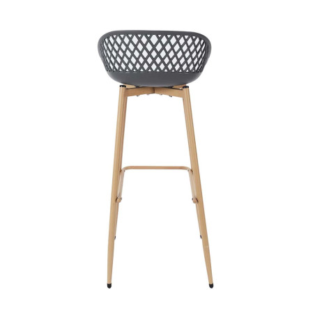 Lot de 2 tabourets gris pieds effet bois verni - TARENI