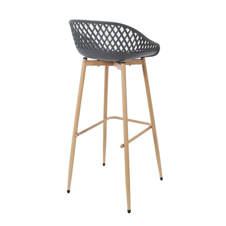 Lot de 2 tabourets gris pieds effet bois verni - TARENI