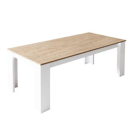 Table repas 160cm laquée blanc brillant aspect bois - CHRISA