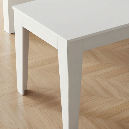 Table repas 190 cm laqué blanche pieds biseautés design - TARAC