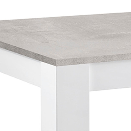 Table repas rectangulaire 190cm laquée blanc brillant et gris marbré - DENEA