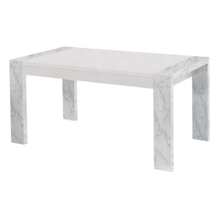 Table repas rectangulaire 160cm laquée blanc effet marbre - BELANA