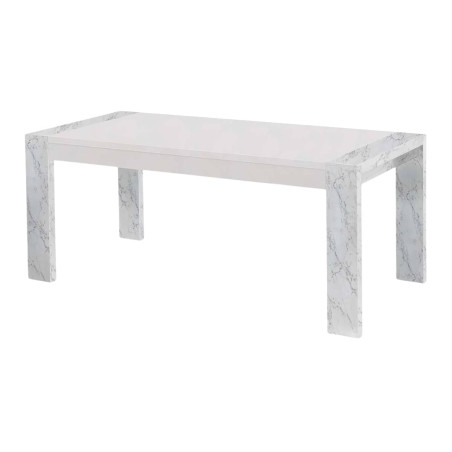 Table repas rectangulaire 190cm laquée blanc effet marbre - BELANA