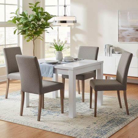 Table repas carrée 100 cm laquée blanc brillant - DEYTA
