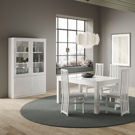 Table repas rectangulaire 190cm laquée blanc brillant - DEYTA